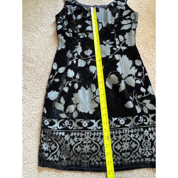 Vintage Tabloid 90s Black Burnout Velvet Floral Mini Dress Whimsygoth Y2K Retro - Picture 6 of 8